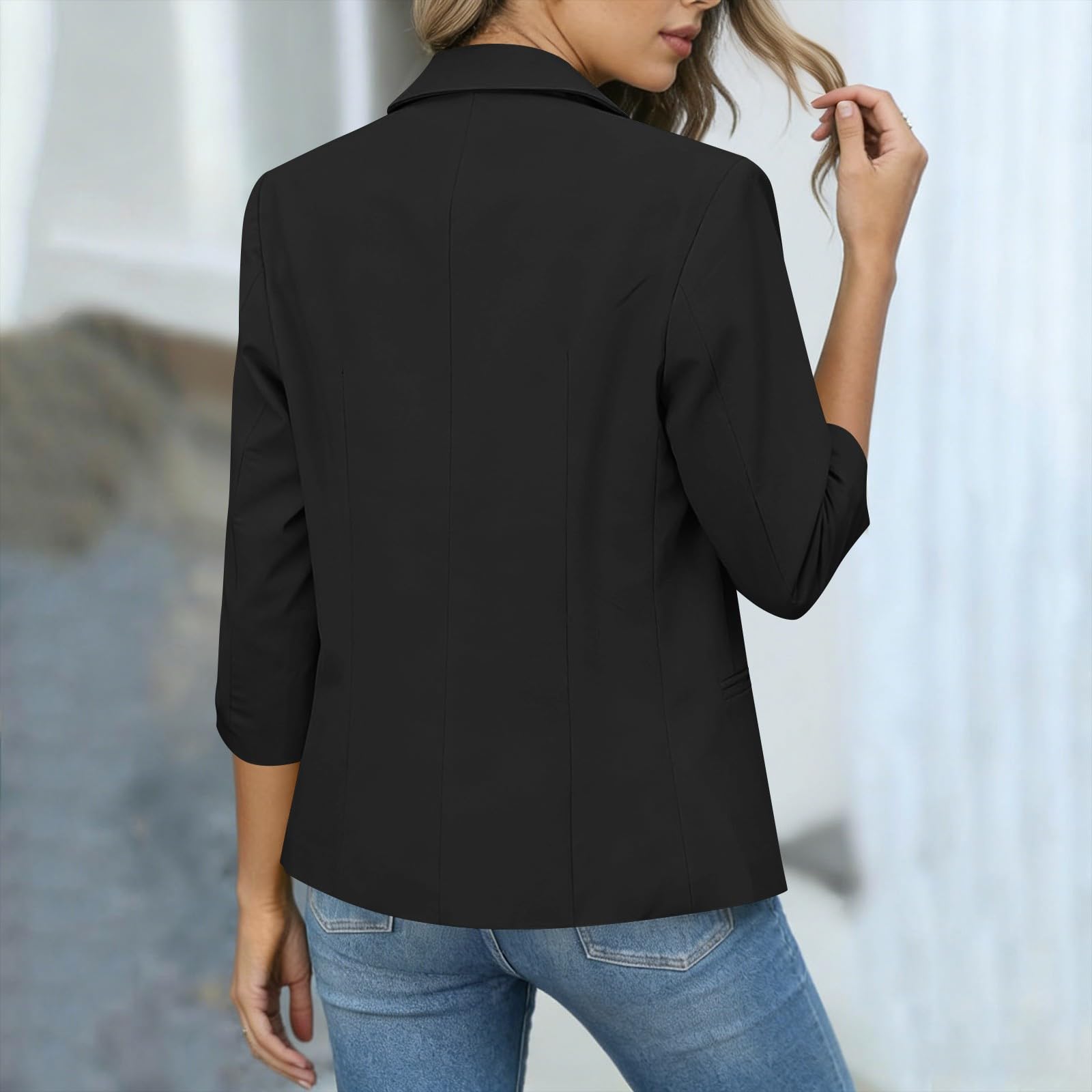 Spring Blazers for Women Business Casual Lapel Collar Long Sleeve Open Front Work Office Suit Jackets Fall Light Outfits 2026 - 5