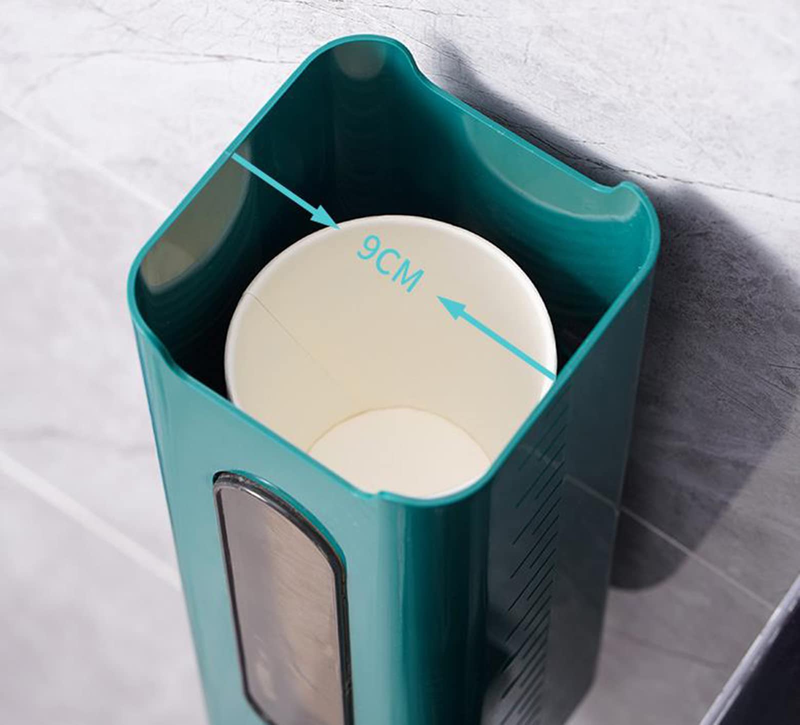 Dispensador de vasos de papel, estante autoadhesivo de pared para vasos desechables, ideal para almacenamiento en el hogar y el baño