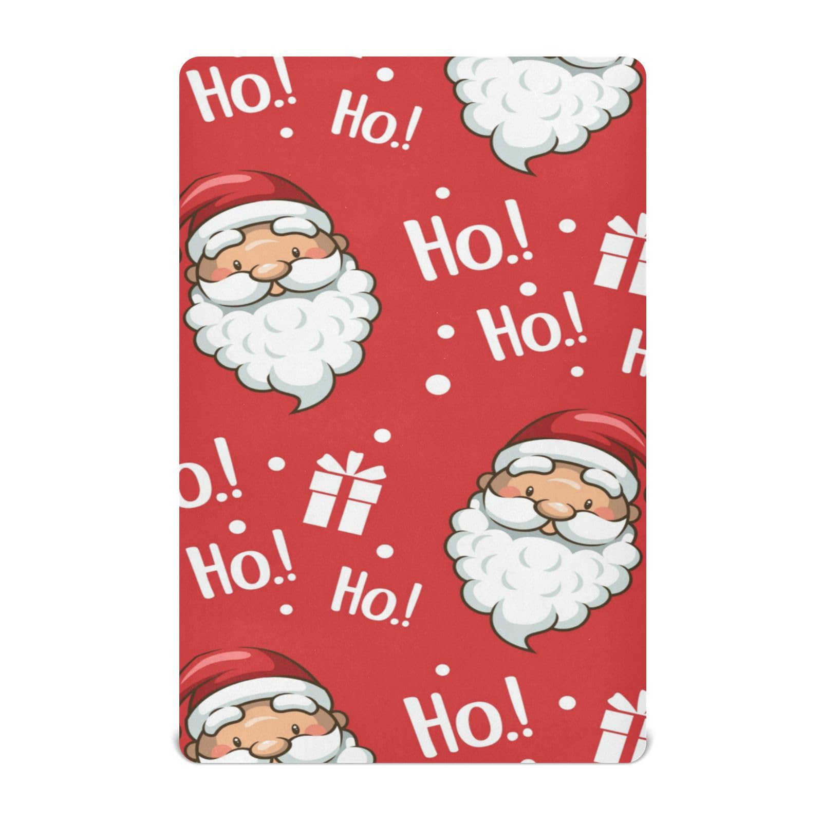 Moudou Christmas Santa Claus Playard Sheet for Boy Girls, Soft Breathable Fitted Toddler Sheet for Standard Playard Bed Mattress, 39 x 27 x 5 Inch