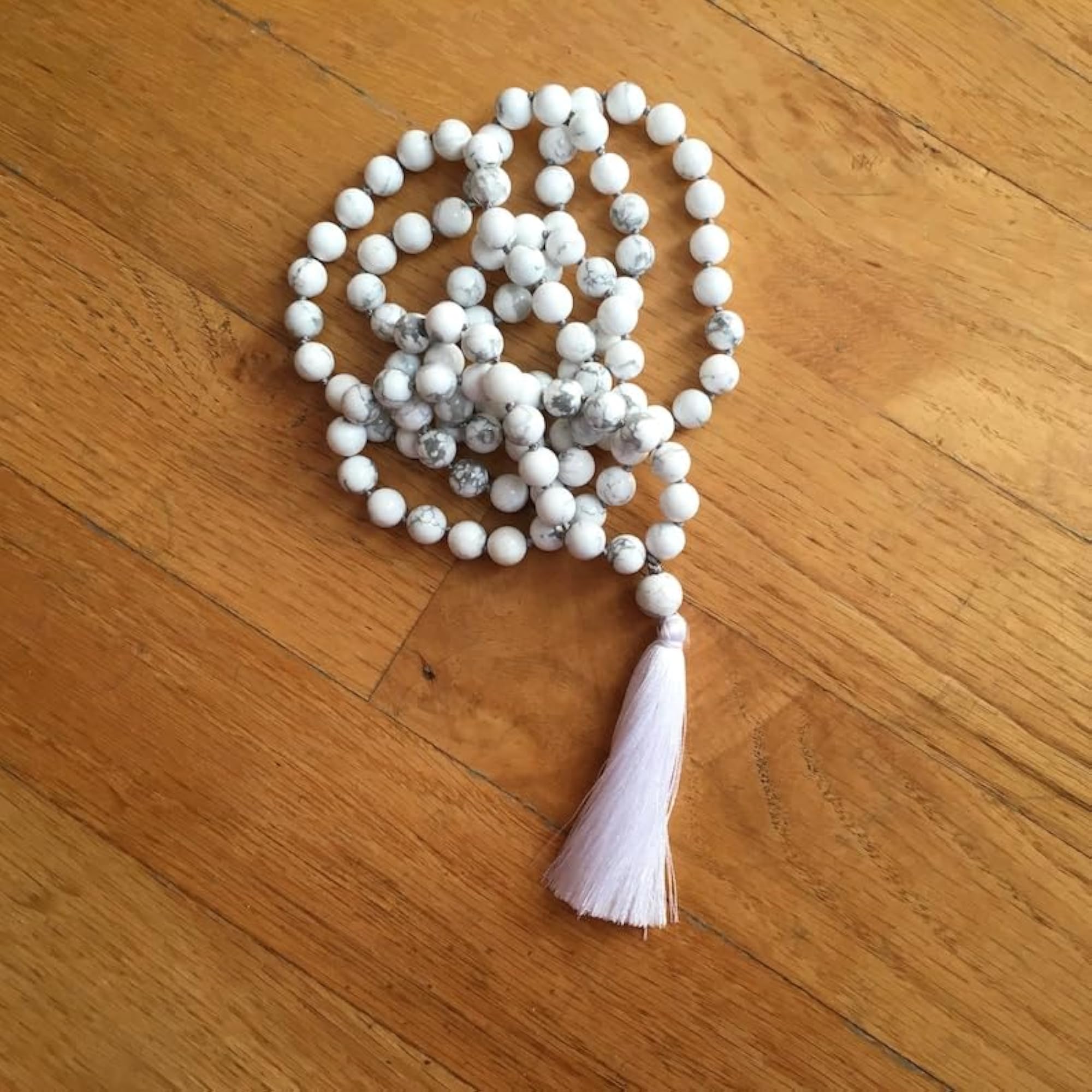 Natural Howlite 6MM Beaded Handmade Prayer Mala Necklace