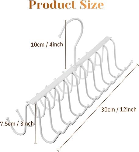 Miniatura 4 de Percha de metal extraíble con ganchos, chales, cinturón y toallas, organizador de almacenamiento, ahorro de espacio, 20 ganchos, 12 x 4 x 3 pulgadas