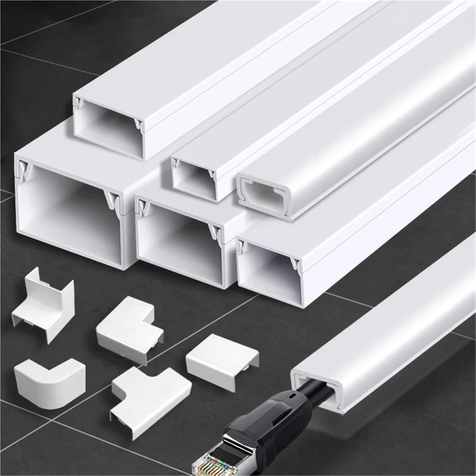 Kabelkanal Kabelabdeckungen Kabelversteck Kabelverstecke Kabelmanagement Wandkabelkanal Für Hause(10pcs,24mmx14mm 50cm)