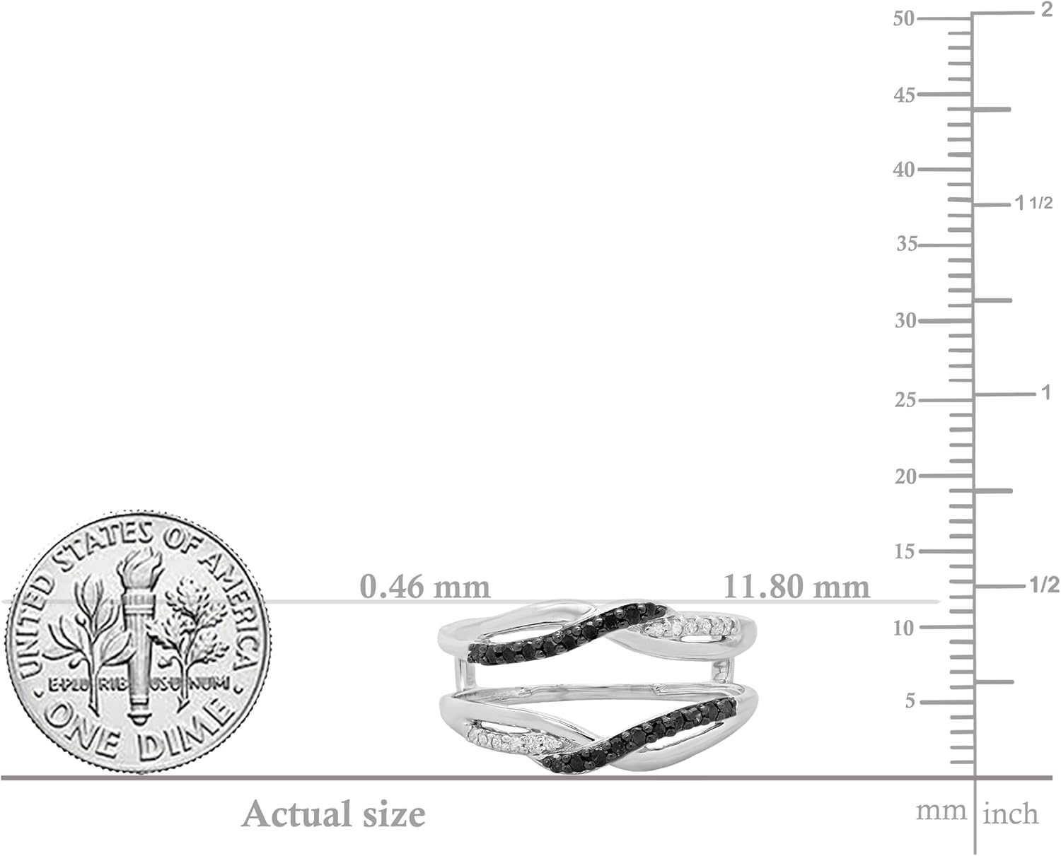 Dazzlingrock Collection 0.25 Ctw Round Black & White Natural Diamond Twisted Swirl Double Guard Wedding Band for Women in 925 Sterling Silver - Image 5