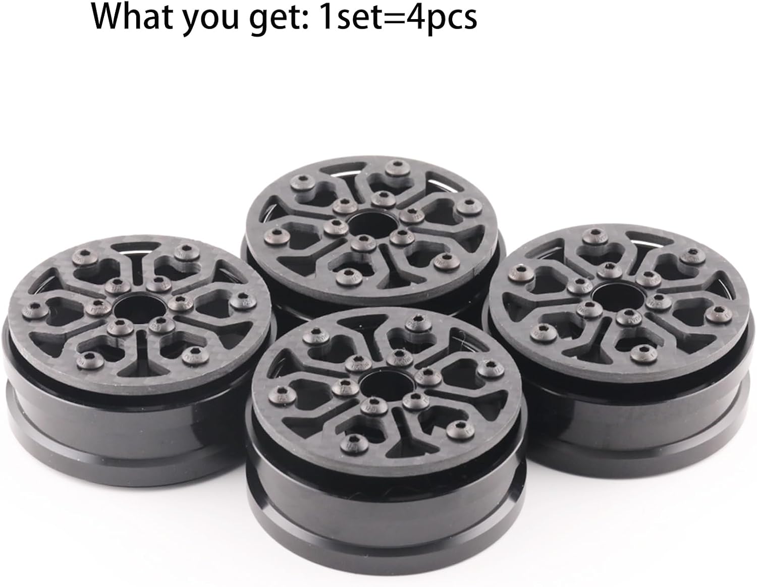 1.9" Aluminum Beadlock Wheel Rims 4PCS Carbon Fiber for 1/10 RC Crawler TRX4 Axial Capra SCX10 VS4-10 Gen8 Upgraded Carbon Fiber 1.9 Beadlock Wheel Rims