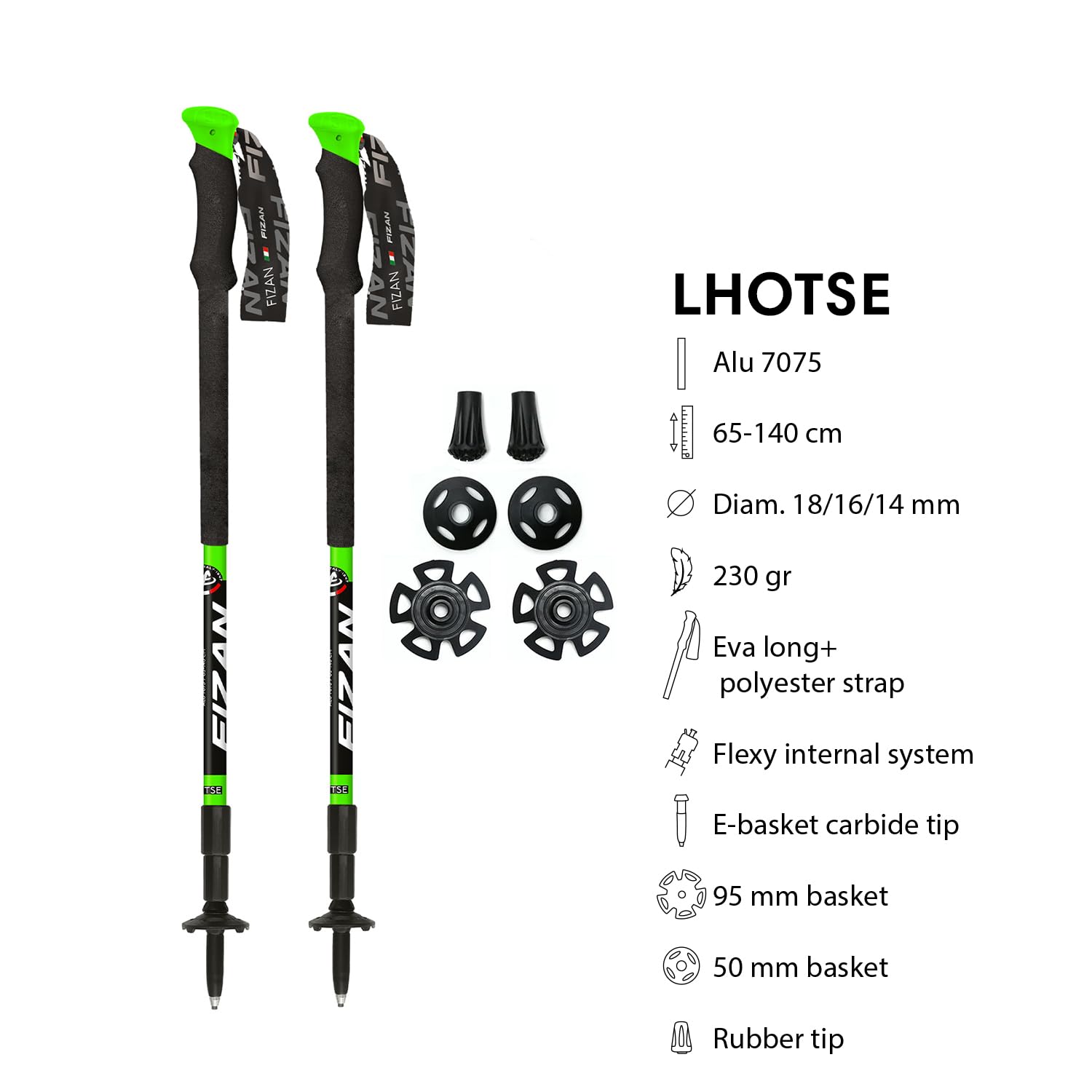 Fizan Lhotse - 8.1 oz Ultralight Adjustable Trekking Poles for Touring, Walking, Hiking, and Skiing