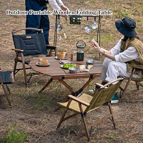 Table pliante de camping avec 4 chaises en bois et sac de transport compact - 3