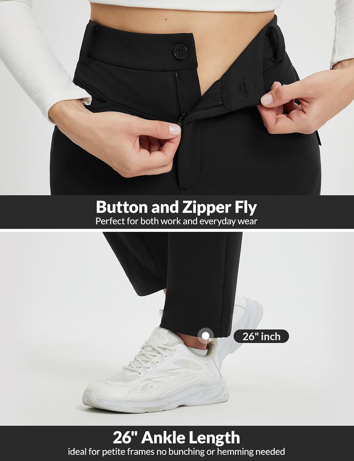 baleaf Womens Fleece Lined Pants Stretch Travel with 5 Pockets Business Casual Golf Dress Petite Thermal Winter Sweatpants - Image 6