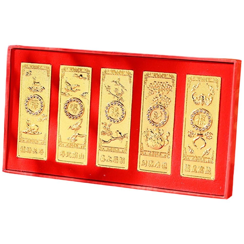 Lamdbao Fake Gold Brick Prop 1set Ancient China Ten Taels of Gold Alloy Simulation Bullion Jewelry Gold Brick Ornaments