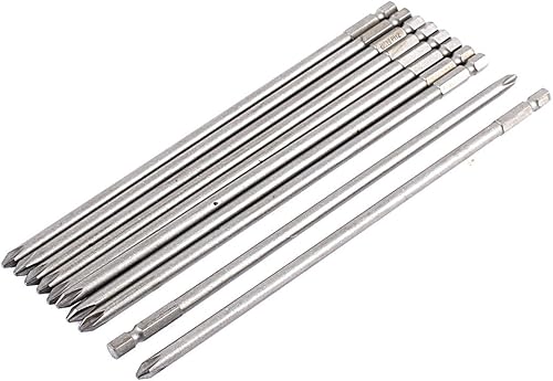 uxcell 8 pulgadas de largo PH2 punta magnética Phillips Destornillador Bits Herramienta 10pcs