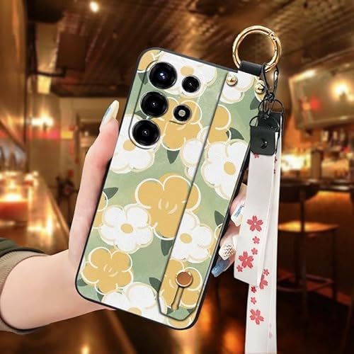 Phone Case Compatible with Itel S26 Ultra/Super26Ultra/S688LN, Protective Silicone Oil Painting Kickstand Dirt-resistant Wristba