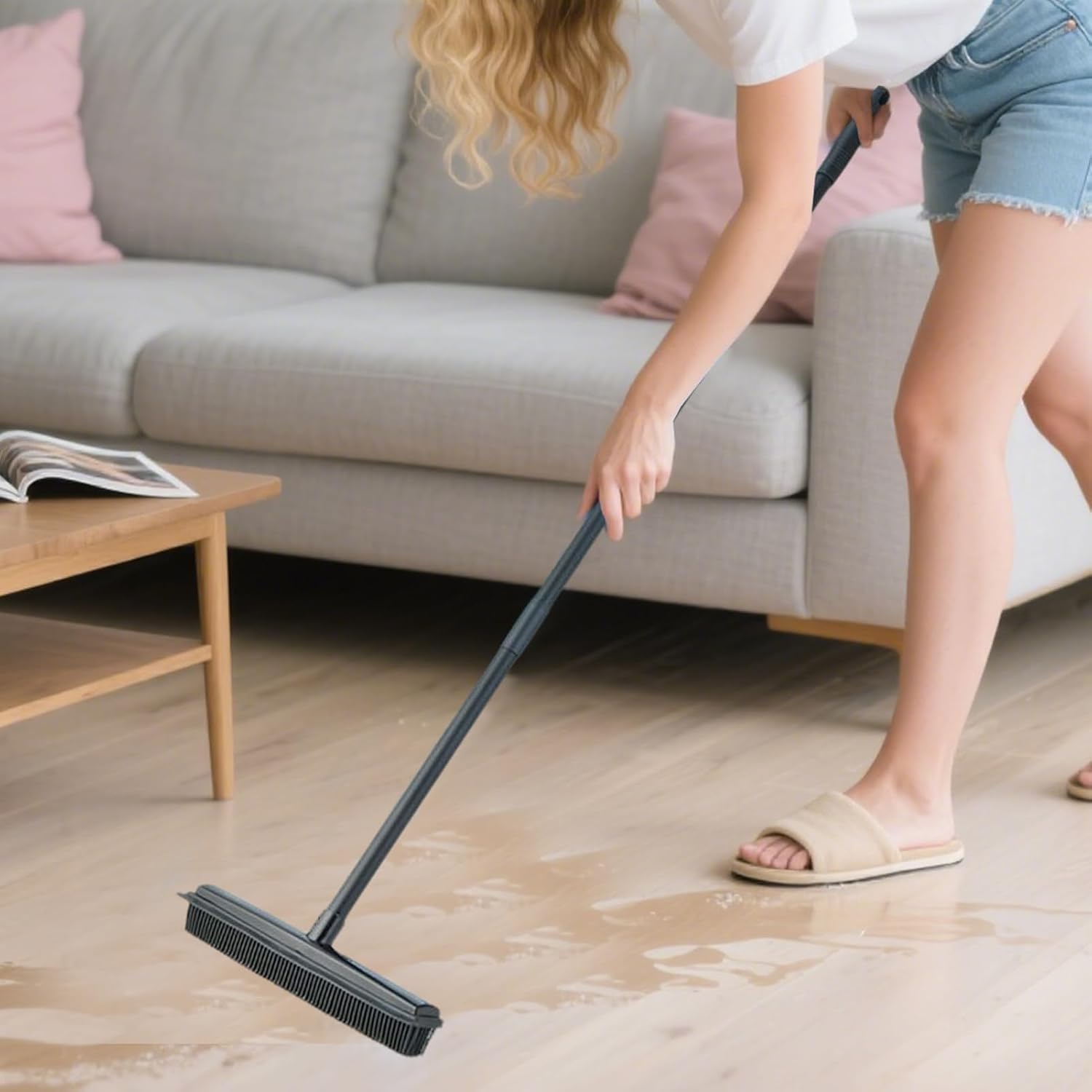 Carpet Scrub Brush | Long Handle Quick-Dry Broom - Carpet Scrubber Brush Pet Hair Remover,for Floor Shower Bathroom Bedroom Living Room Kitchen Tile Hardwood Wall Window Patio Garage