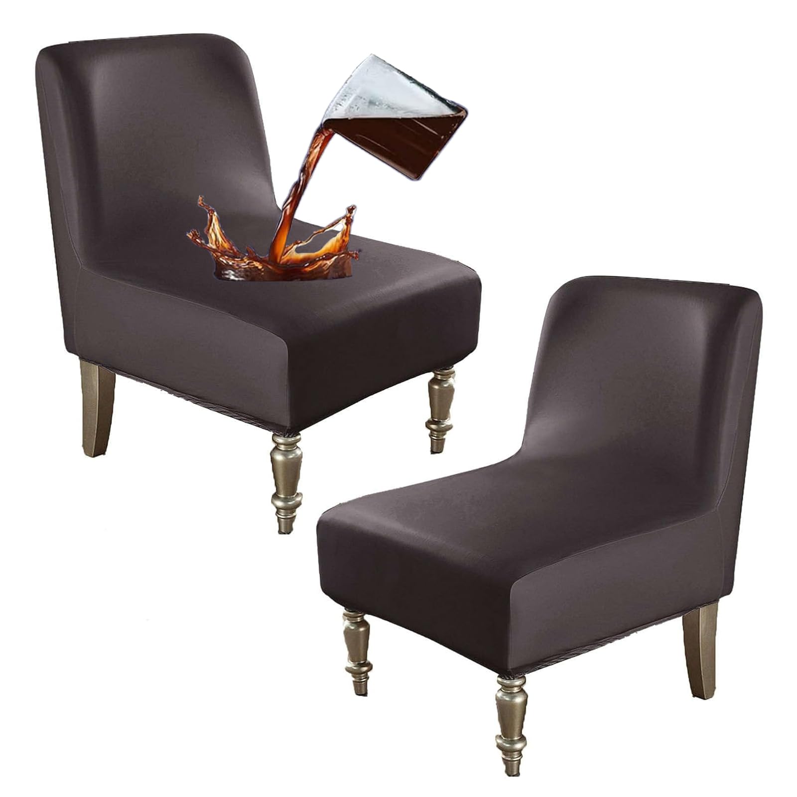 Housse de chaise imperméable lot de 2 café pour sublimer le salon et le bureau