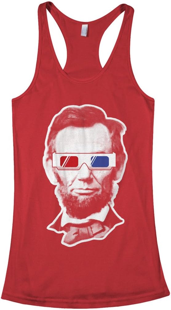 Threadrock Women's Abraham Lincoln 3D Glasses Racerback Tank Top