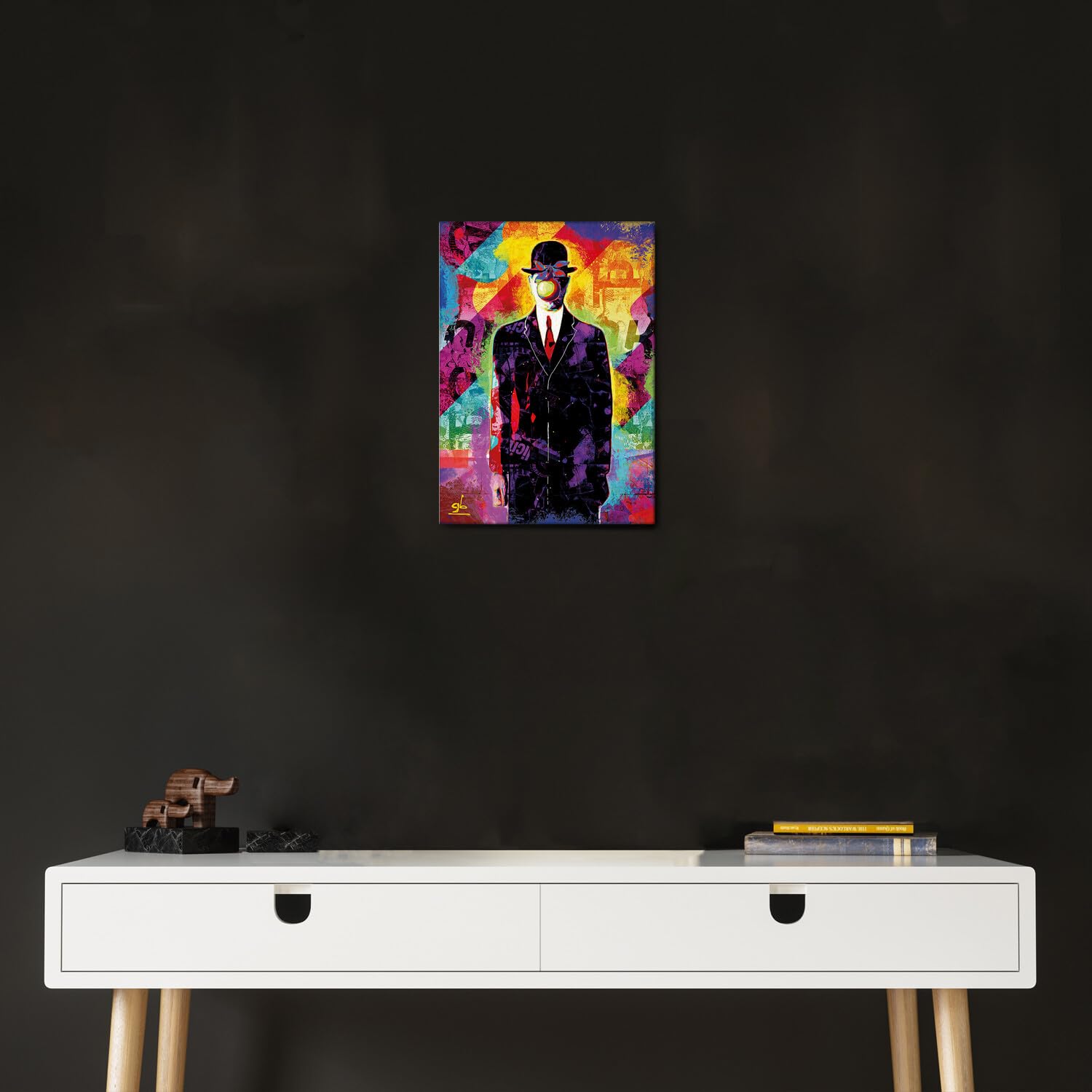 Cuadro Moderno 'El Hombre Y La Manzana' Pop Art - Lienzo 70x100 Cm, Listo Para Colgar