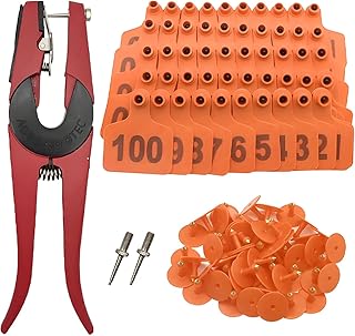 Boucles Auriculaires Pour Bovins | Étiquettes d identification pour bétail de pâturage,Numéro 001-100 Boucles Auriculaires Avec Applicateur Pour Gestion Du Bétail Identification Moutons Bovins Chèvres