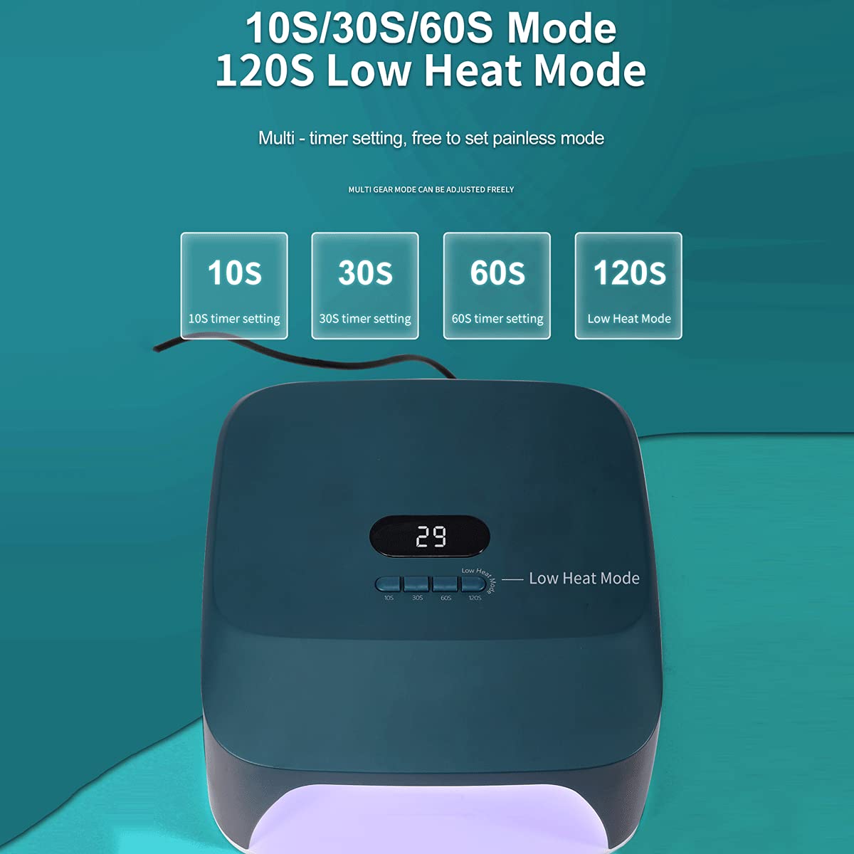 Lámpara de uñas UV LED inalámbrica de 48 W con Sensor automático, 4 ajustes de Temporizador, 33 Cuentas LED, luz UV de Gel Recargable para uñas de Manos y pies