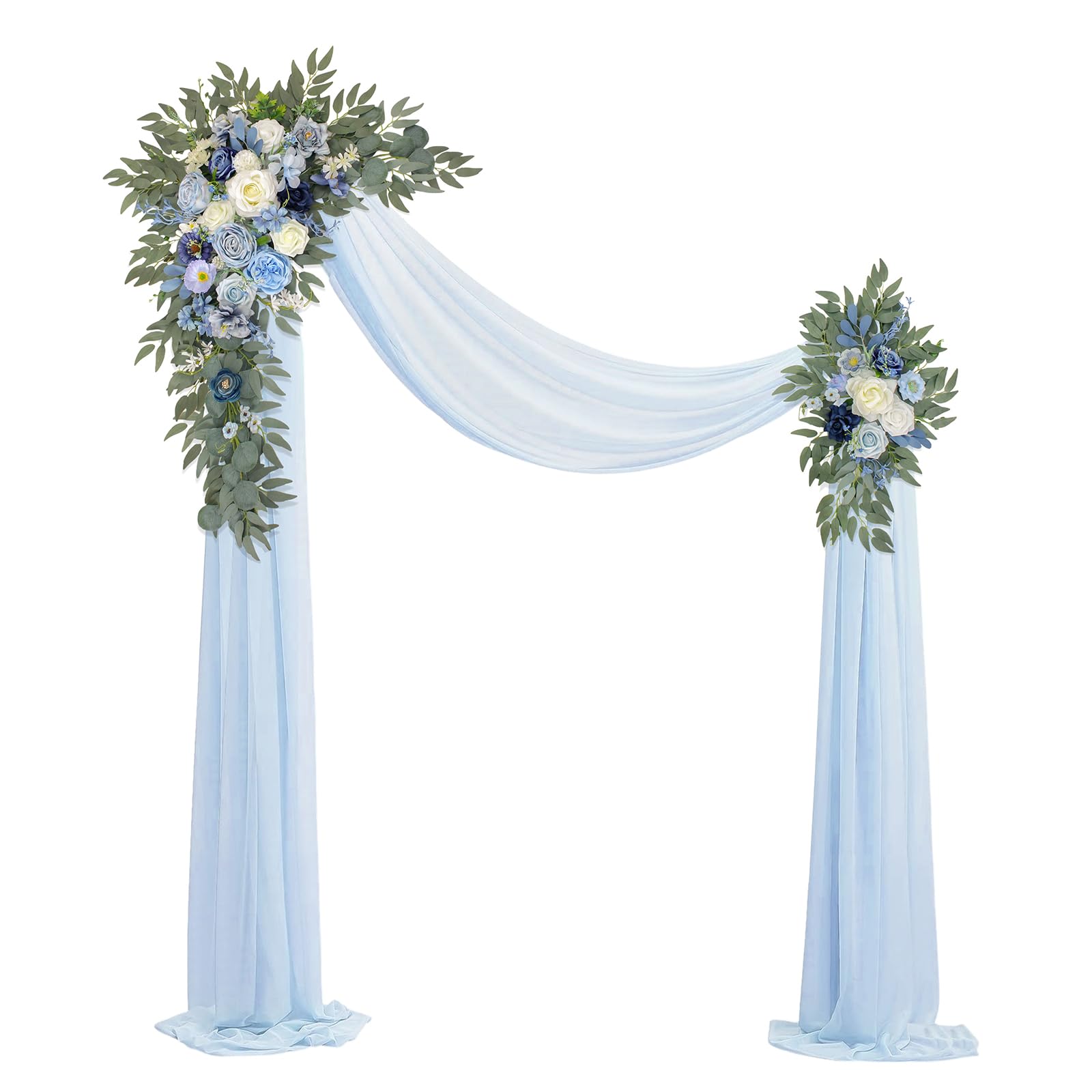 Arco de boda con cortinas (juego de 3) decoración de boda y arco de boda, arreglos florales artificiales, decoraciones de boda para recepción, boda (azul)