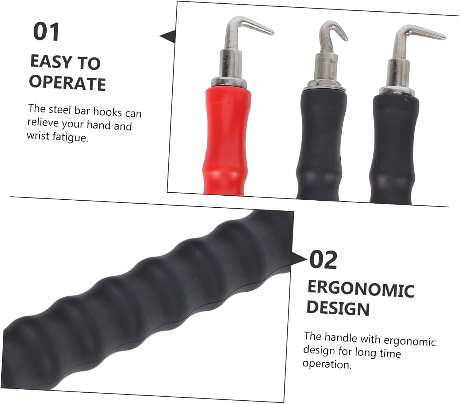 SOLUSTRE 3pcs Wire Trellis Hooks Steel Bar Twisting Hook Semi-Automatic for Warped Fence Long-Lasting Tool