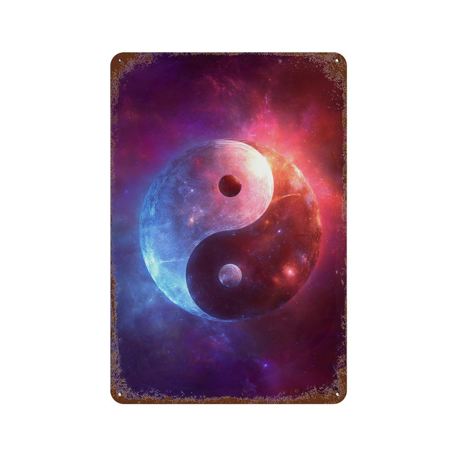 Cosmic Yin Yang Symbol-4 Retro Metal Sign 11.8"x7.9", Farmhouse Wall Decor for Garage, Pub Or Kitchen
