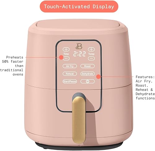 Miniatura 3 de Hermosa freidora de aire digital de 6 cuartos Drew Barrymore, tecnología TurboCrisp, 4 ajustes preestablecidos, 77F-204C, antiadherente, apta para