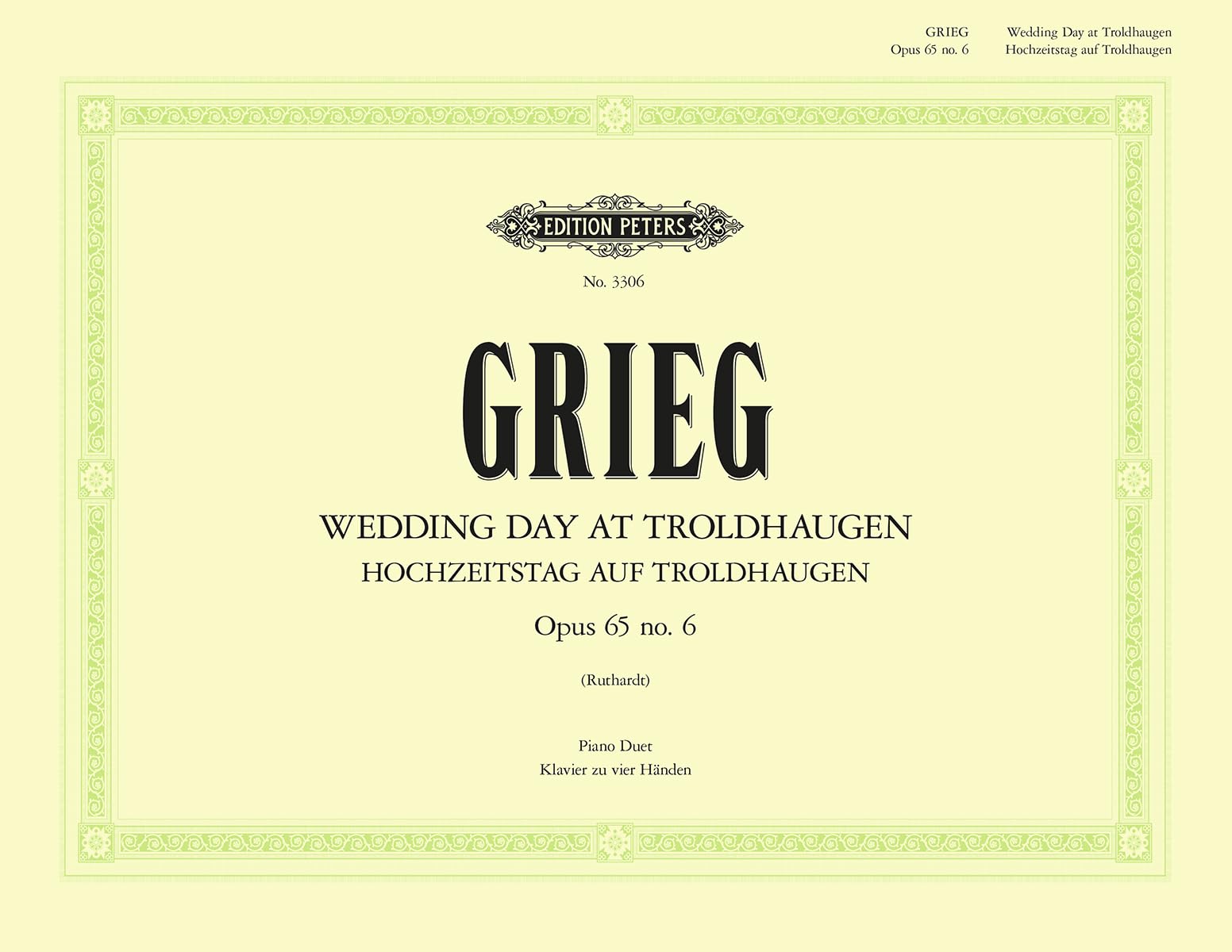 Grieg: Wedding Day at Troldhaugen Op.65 No. 6 (Piano Duet) (EP3306): Arranged for Piano Duet (Edition Peters)