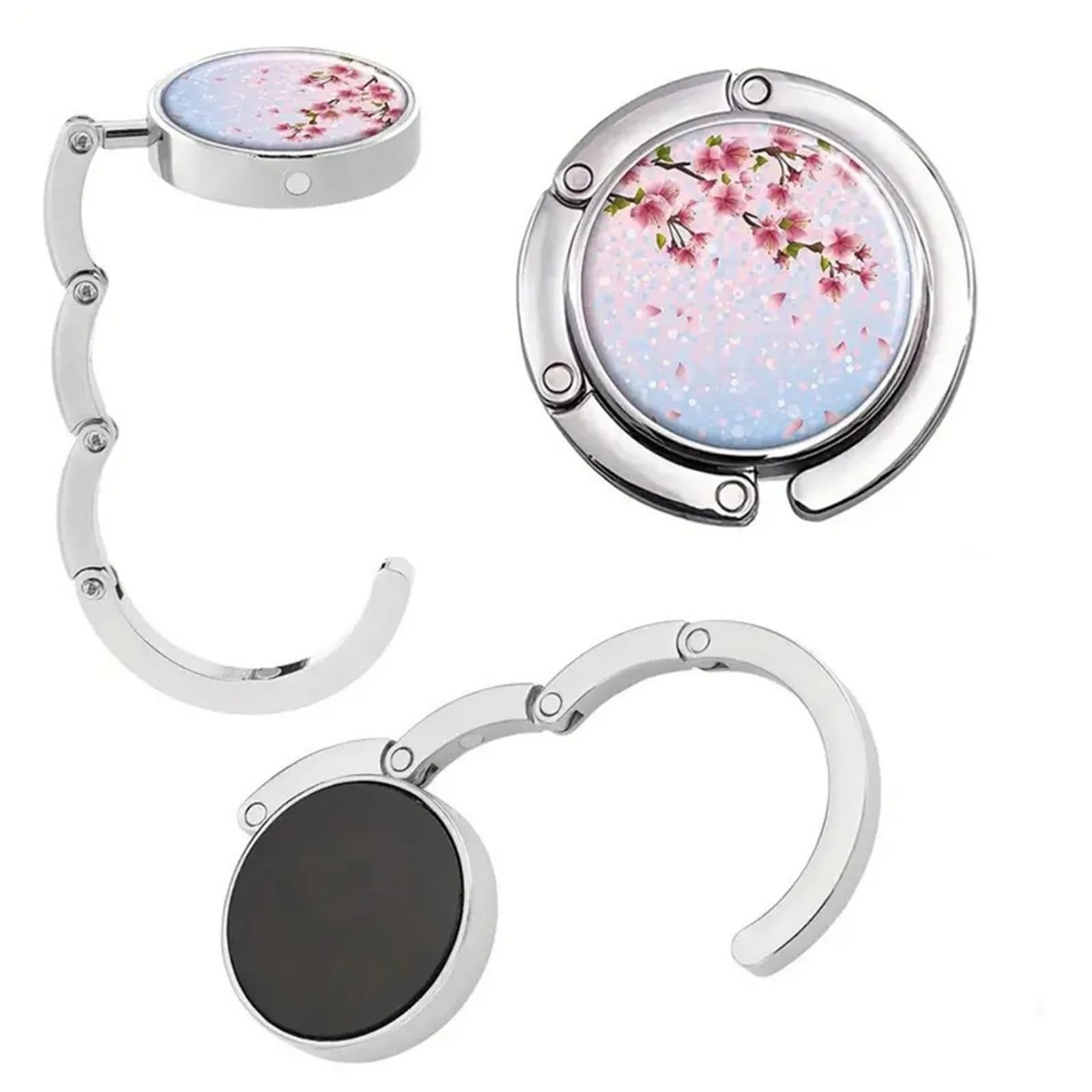 GHHZML Handbag Hooks for Tables Multi Pattern Zinc Alloy Handbag Hanger Folding Hook Holder Portable Ring Rack Office Table Edge Bag Hooks Travel(Color1)