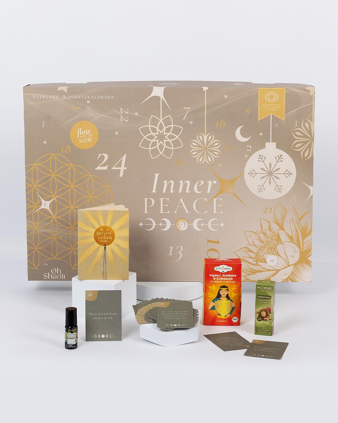 Adventskalender Selfcare 2026 | 24 hochwertige Produkte für Selbstfürsorge inkl. einer Affirmationskarte in jedem Törchen | Räucherwerk, Kerzen, Edelsteinen & mehr | 100% Vegan