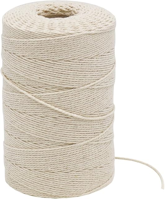 Tenn Well Butchers String, 3Ply 300m Strong Cotton Kitchen Twine Food Safe Oven Cooking String for Meat Trussing Tying, Chicken Roasting and Sausage Making (Beige)
