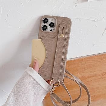 Amazon.co.jp: 高級レザークロスボディストラップ電話ケース