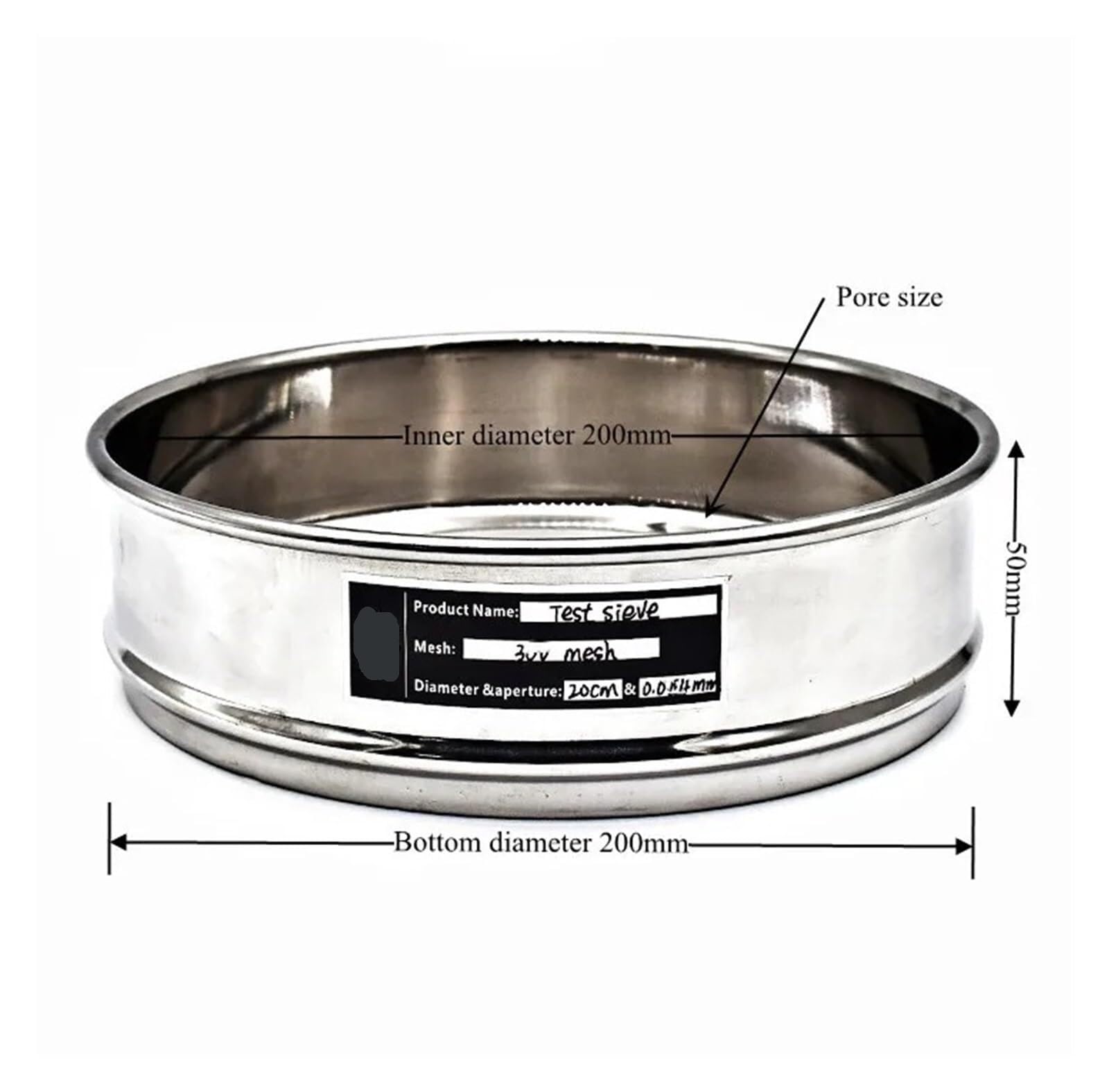 Tamices de Laboratorio de Acero Inoxidable, 304 Stainless Steel Test Sieve 20cm 700 & 800 Mesh Pack of 2(700 Mesh 0.02mm)