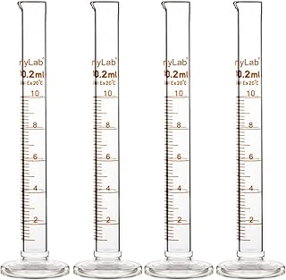 StonyLab 4-Pack Borosilicate Glass 10ml Heavy Wall Graduated Cylinder Measuring Cylinder, 10ml