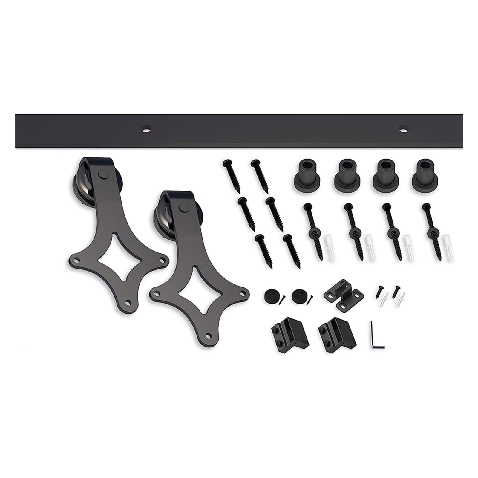 Strafbrg R-Shaped Carbon Steel Rhombus-Shaped 4-16Ft Sliding Barn Door Hardware Kit, Hanging Rail System Set For Single,Smooth Gliding