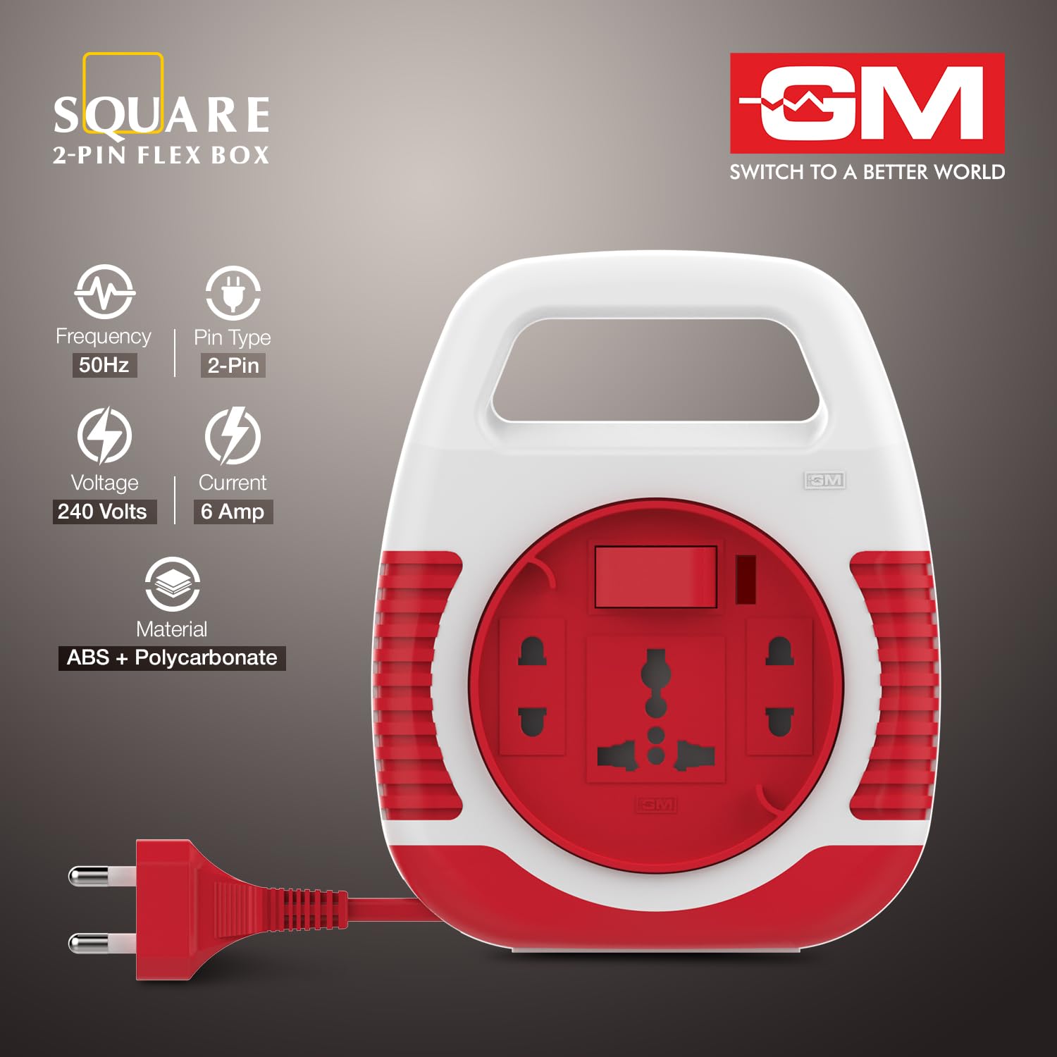 GM Modular 3040 Flex Box with 5 Meter Heavy Duty Cord, Universal 3-Pin Socket, Extension Board for Home and Office, Durable Shockproof Portable Design 4