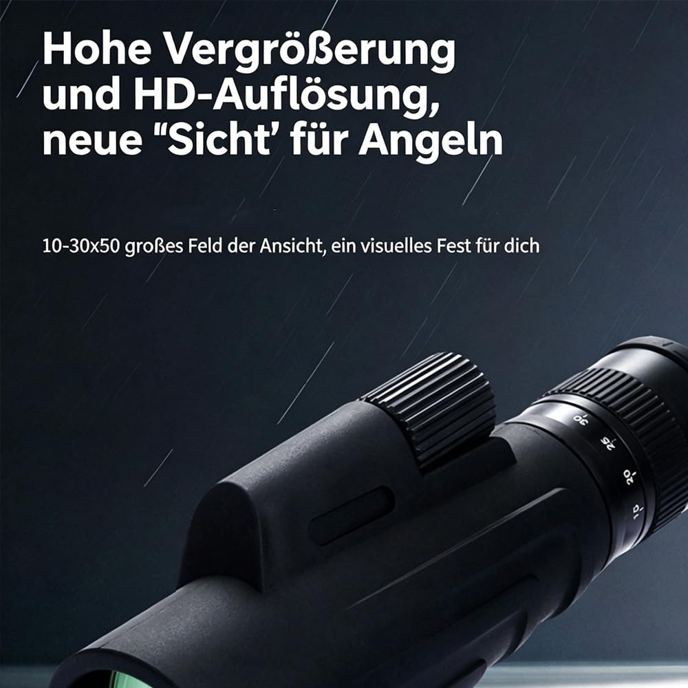 10-30x50 ED Monokular Fernglas, Stickstoffbefüllt, Hochauflösend Zoom, Ideal für Konzertfotografie & Outdoor Beobachtung Black