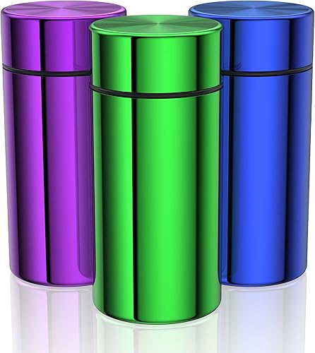 TecQach Tarro de almacenamiento portátil de aluminio, paquete de 3, recipiente hermético a prueba de olores, botella pequeña impermeable de metal, disponible en Yaxa Colombia