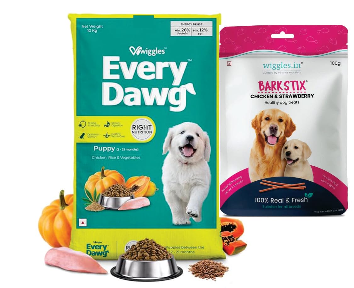 WIGLES EveryDawg Puppy Food Dry Dog Food 1 kg and Wigles Barkstix Dog Treats (Chicken & Strawberry, 100G) (B0D9FPFYLC) Amazon Price History, Amazon Price Tracker