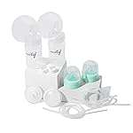Motif Medical Luna Double Breast Pump Replacement Parts - Breast Pump Parts W/Bottles, Nipples, Tubing, Valves, Breast Shields (24mm), Diaphragms, Connectors & More - Safe Easy-to-Use Breast Pump Kit