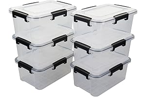6-Pack Clear Plastic Storage Box with Tight-Fitting Lids