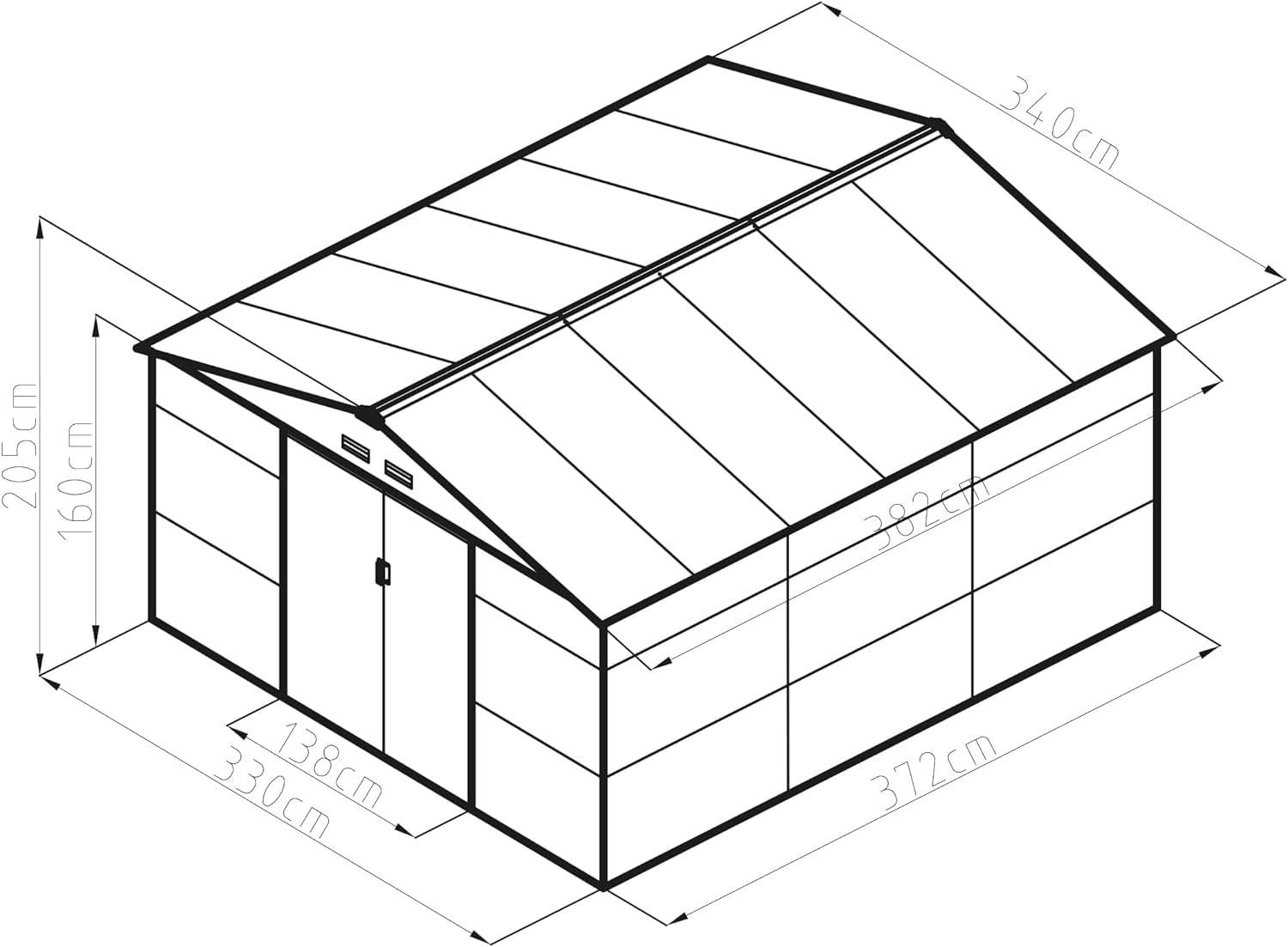 Domek ogrodowy G21 GAH 1300-340 x 382 cm, szopa na maszt – łatwy montaż, 13 m² (antracytowa)
