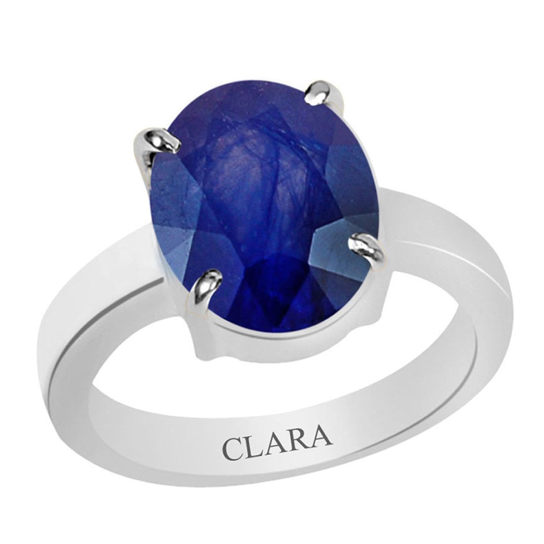 Clara Certified Blue Sapphire (Neelam) 3cts or 3.25ratti 4 Prongs Silver Ring for Men and Women-7 (B0BTJVBKKJ) Amazon Price History, Amazon Price Tracker