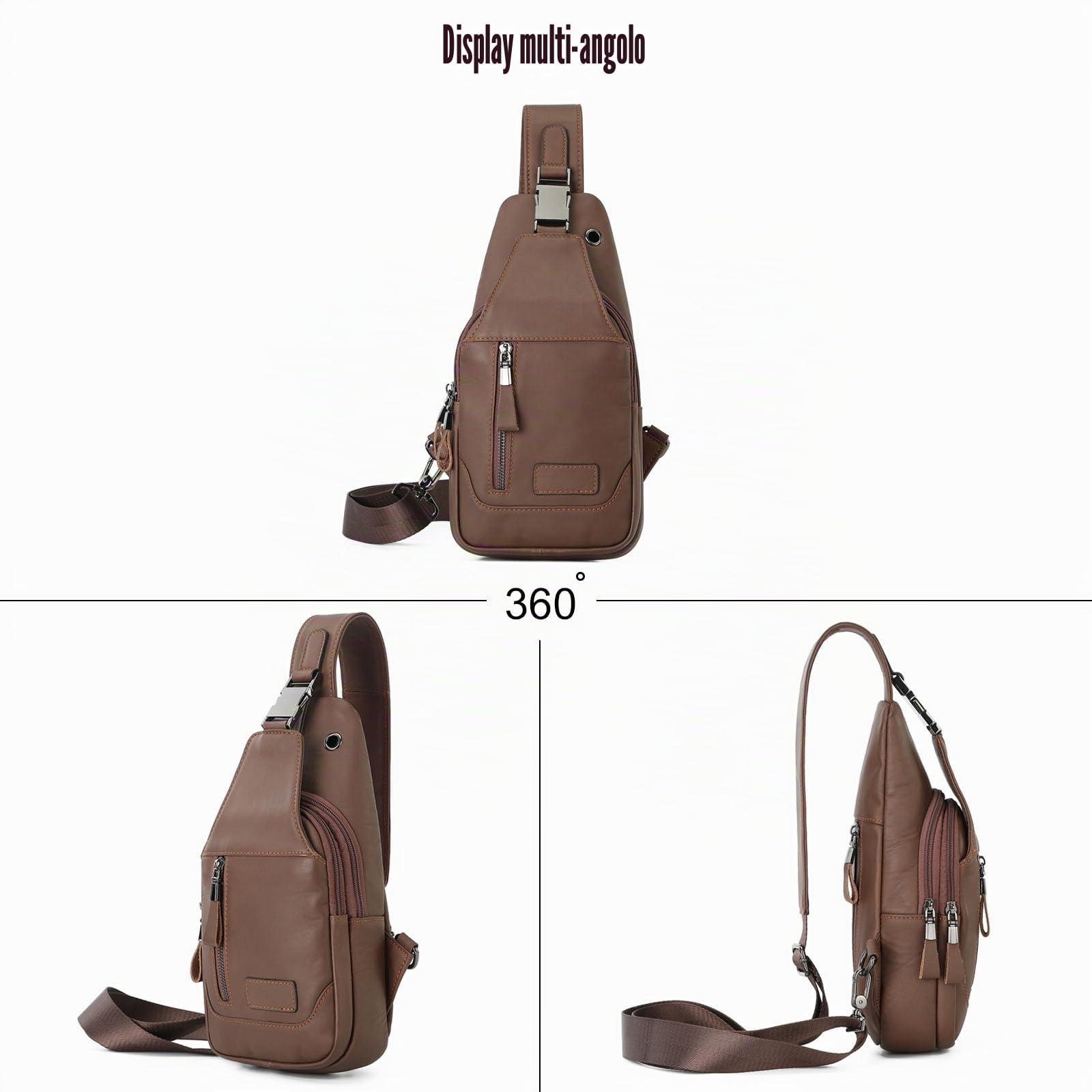 FANDARE Retrò Zaino Monospalla Uomo Pelle Borsello Tracolla Borsa Monospalla Borse a spalla Borsa a Tracolla da Uomo borsa marsupio Sling Bag Zaino Leggero per Lavoro Trekking Viaggio Nero