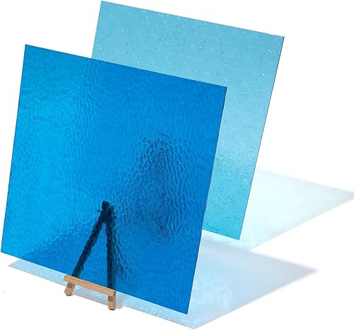 Miniatura 10 de Lanyani 2 hojas de vitrales de 12 x 12 pulgadas para manualidades, paneles de vitrales iridiscentes para mosaico de vidrio, suministros de vitrales