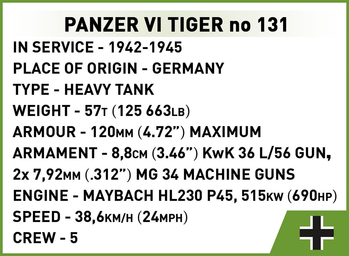 COBI - Collection Historique – Tiger I No (896 pièces)