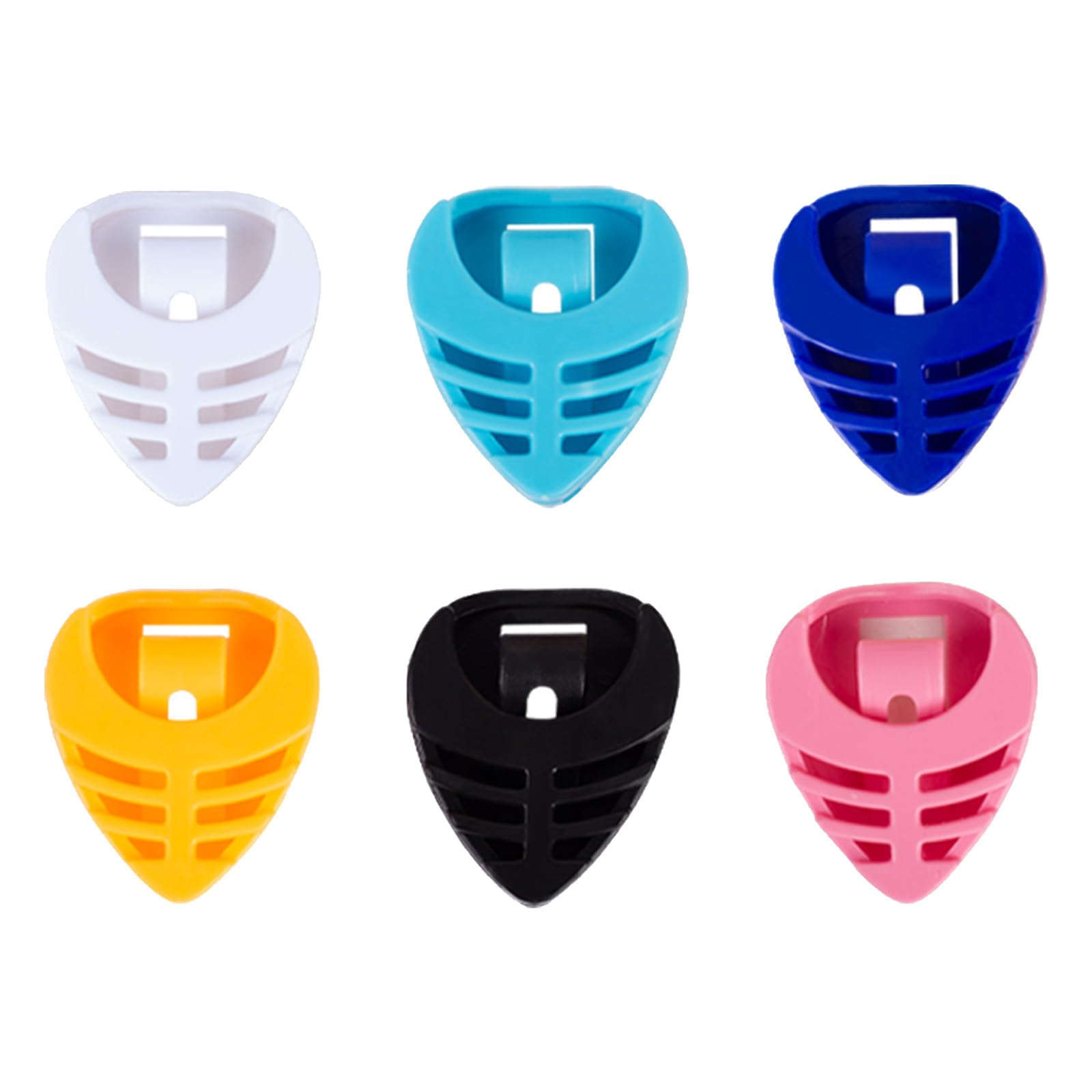 Maxtonser 6Pcs Stick On Guitar Pick Case Guitar Pick Holder with Adhesive Back and Spring for Acoustic Guitar Bass Ukulele