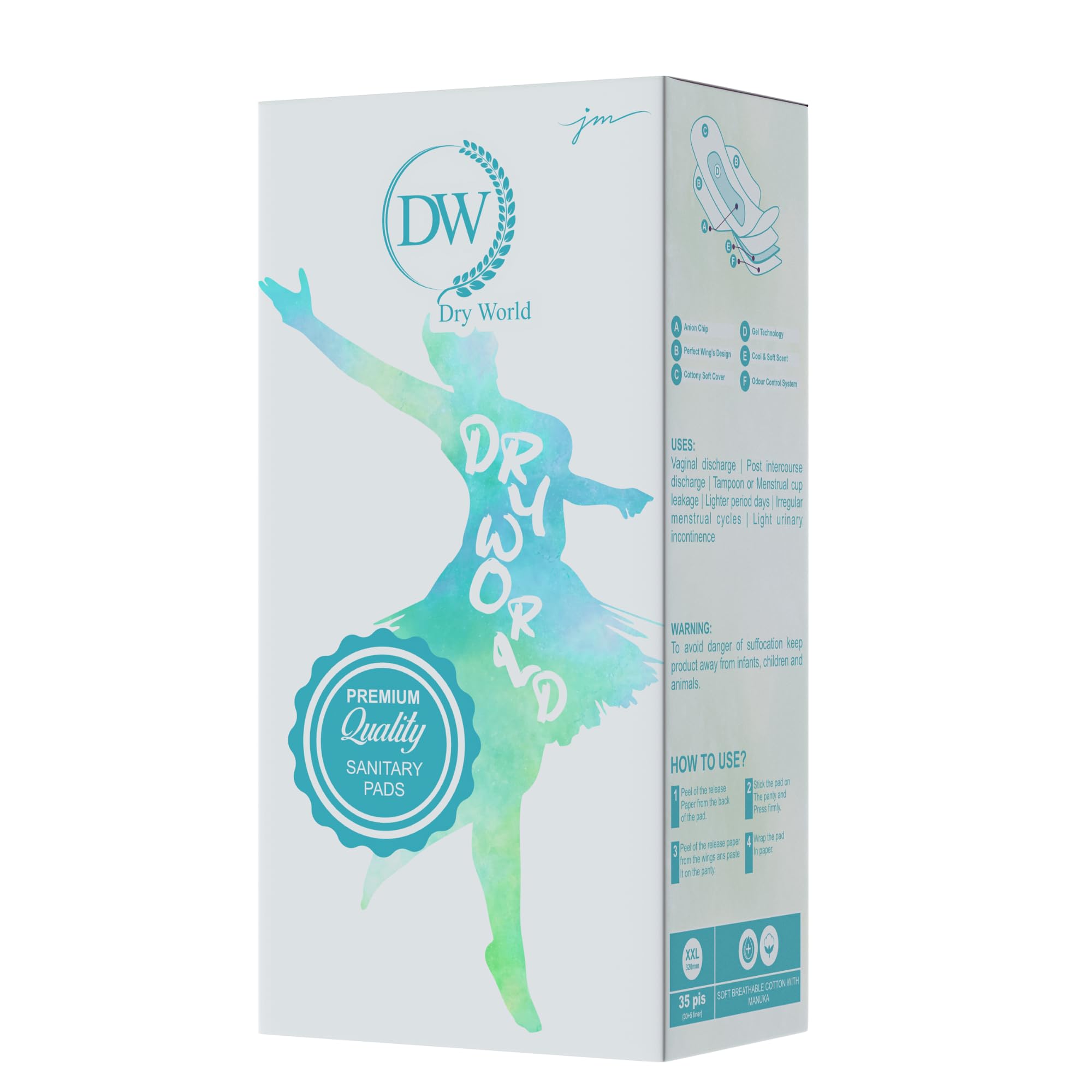 DRY WORLD Sanitary Pads For Women 100% Leakage Protection | Odour Control Irritation Free Comfort And Fit | Cottony Soft Sanitary Napkins For Girls, Period Pads Night use XXL (340MM Pack of 35) (B0CVRJTTR5) Amazon Price History, Amazon Price Tracker