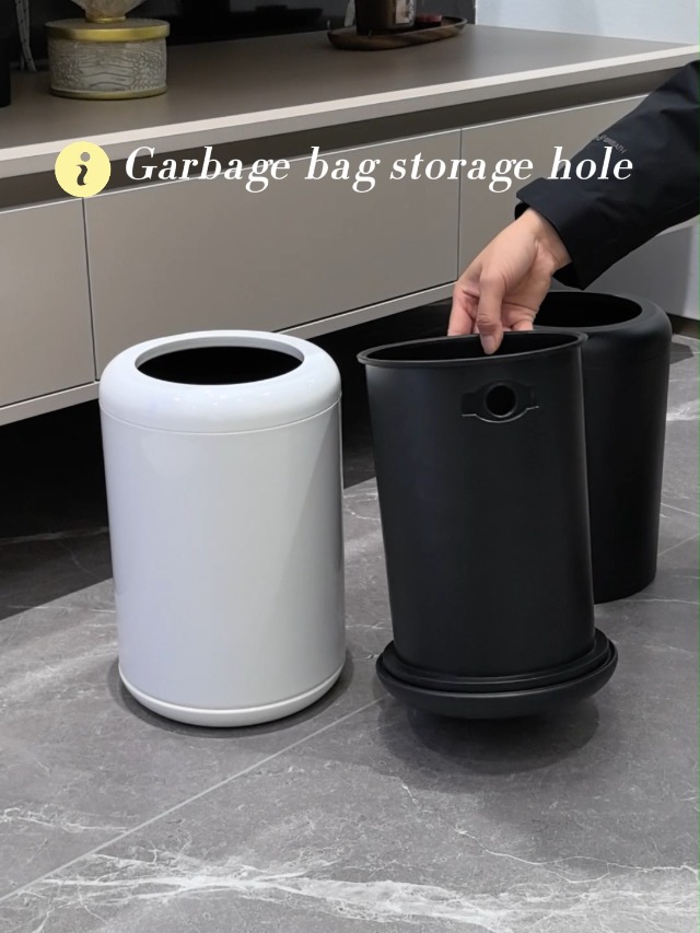 Image of 8L /2.1gal Black Bathroom Trash Can,Small Bedroom Garbage Can,Open Top Trash Can for Bathroom,Powder Room,Bedroom,Office (Black)
