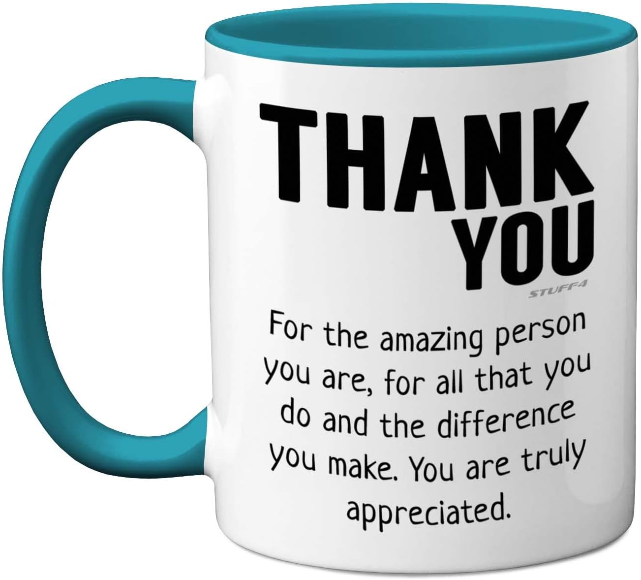 Thank You Mug - Gift for Best Friend, Leaving Gifts for Colleagues Boss Friends Men Women, Thank You Teacher Mug, 11oz Light Blue Handle Ceramic Premium Mugs, Leaving Gifts for Men Women