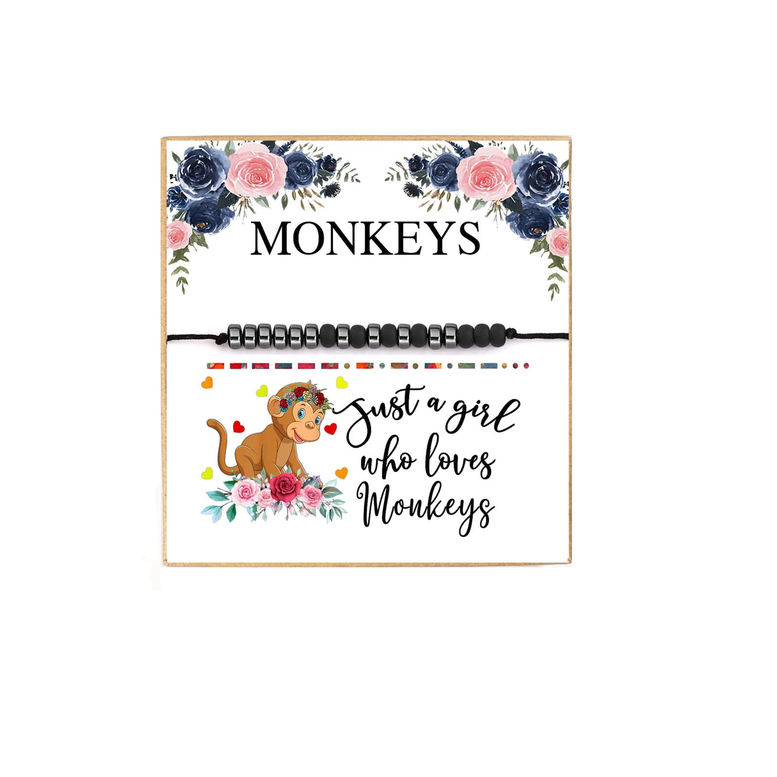 KEYCHINMonkey Morse Code Bracelet Animal Lover Gift Just A Girl Who Loves Monkeys Jewelry Bracelet Monkey Lover Gift Monkey Jewelry