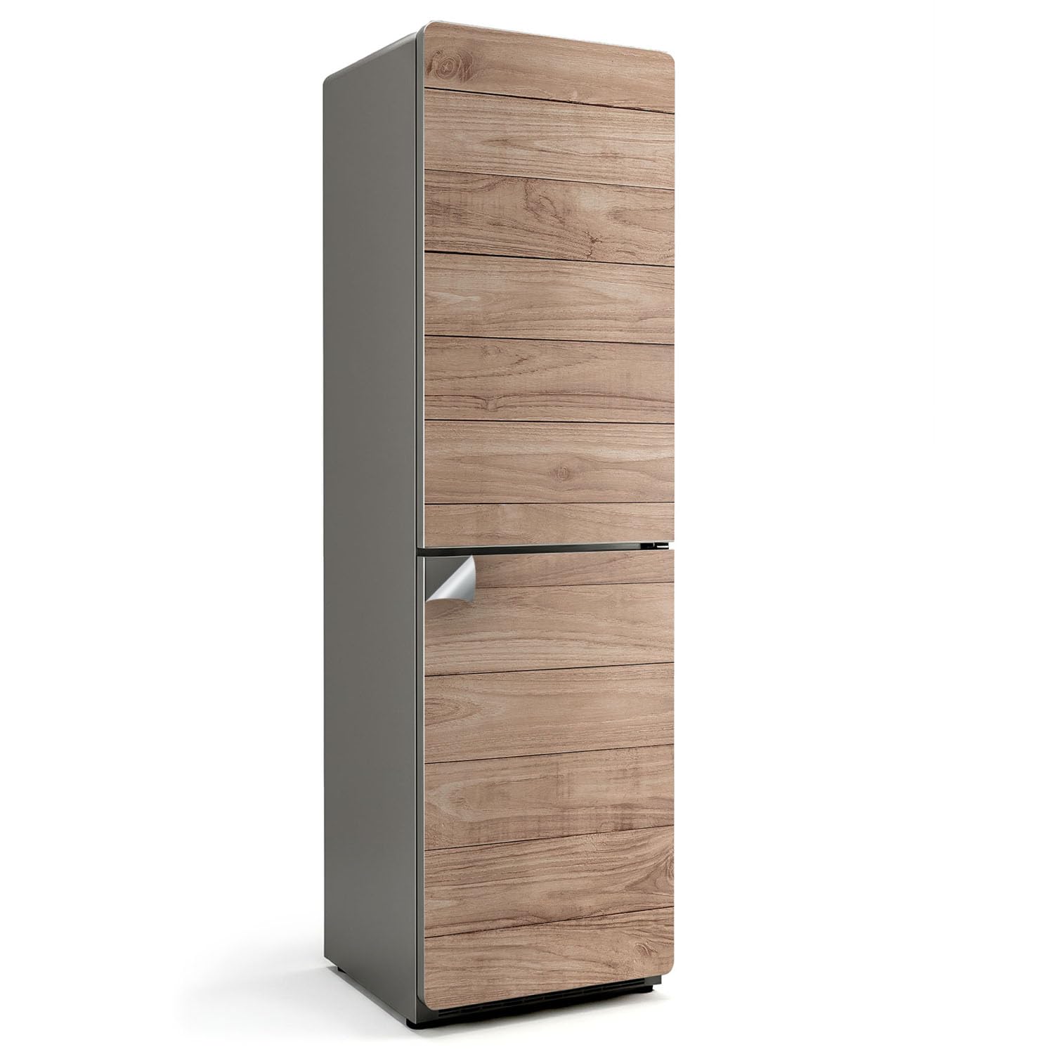 Sticker auto-adhésif frigo bois vertical pour cuisine chaleureuse