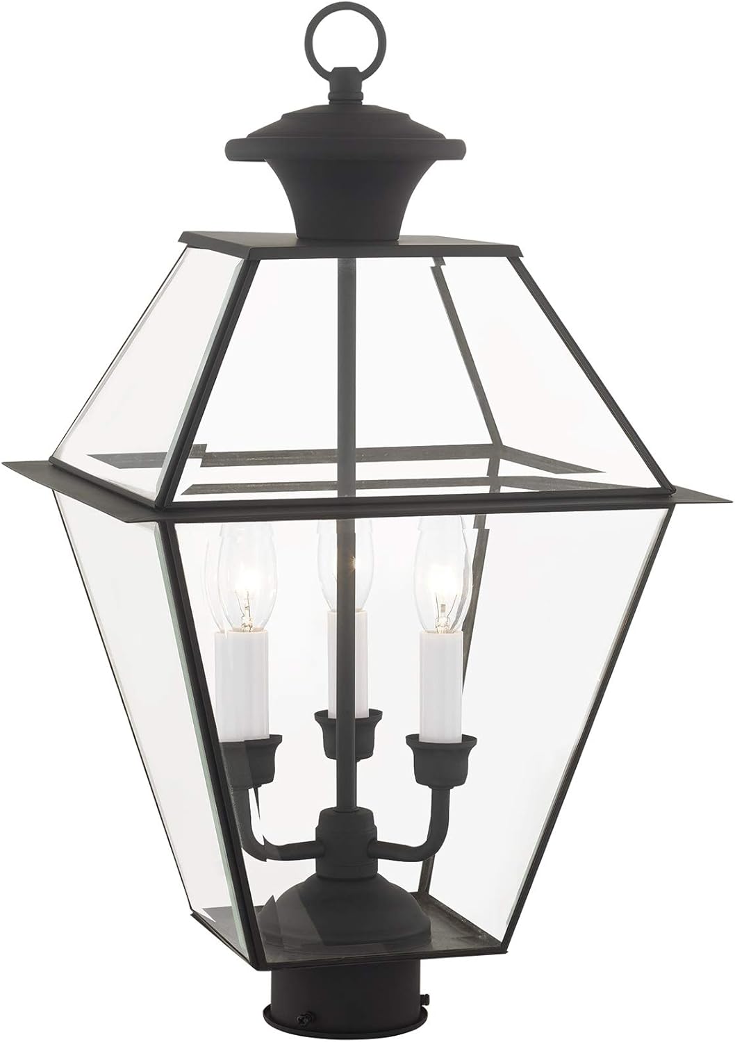 Bіg Sаlе Livex Lighting 2384-04 Westover 3 Light Outdoor Black Finish Solid Brass Wall Lantern with Clear Beveled Glass